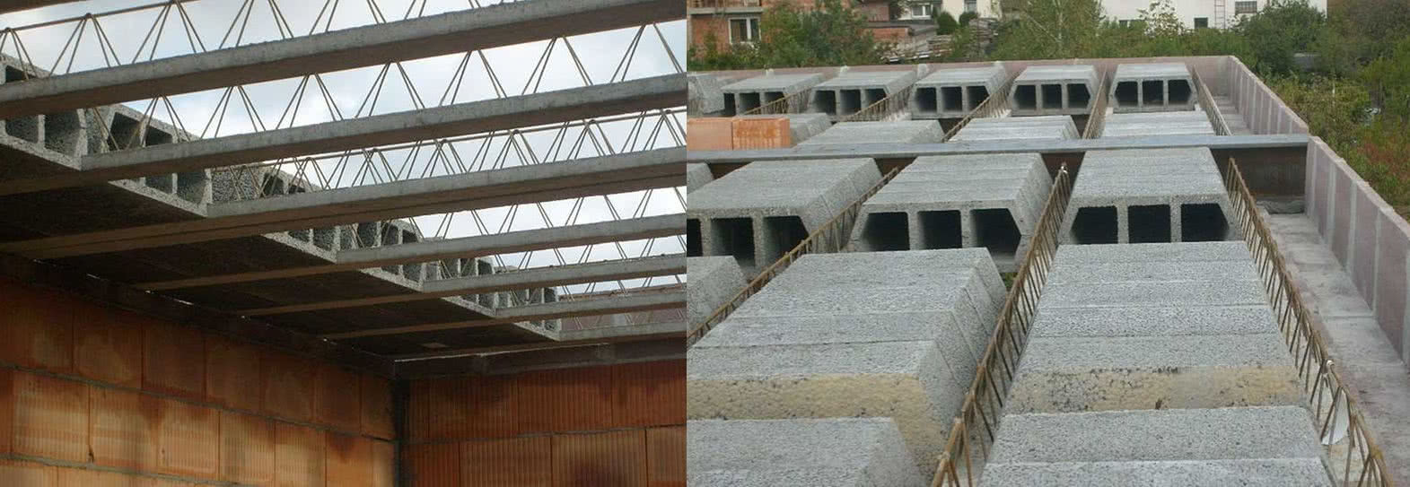 Strop gęstożebrowy Teriva - widok żeber, pustaków i miejsca na wieniec. fot. KONBET/Stropy.pl Strop gęstożebrowy Teriva - widok żeber, pustaków i miejsca na wieniec. fot. KONBET/Stropy.pl